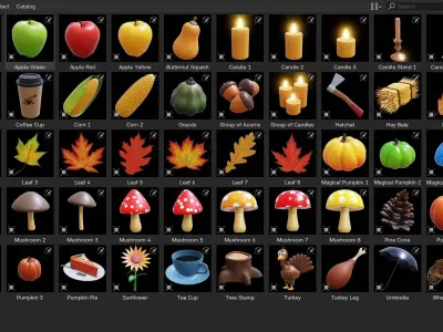 Stylized Fall Autumn Asset Pack 3D model