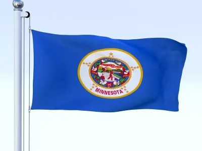 Animated Minnesota Flag Low-poly 3D model