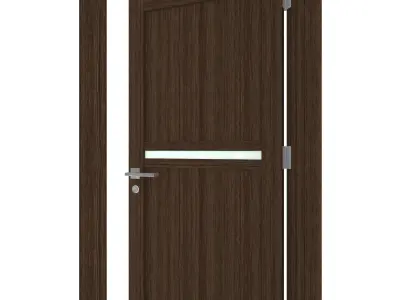Door-060 wooden door with glass panel 3D model