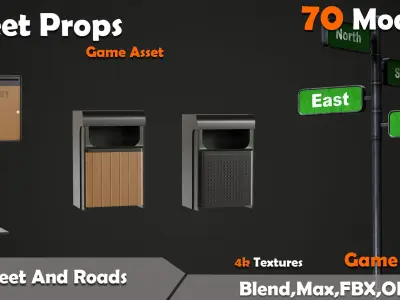 Street Props Game Asset Low-poly 3D model