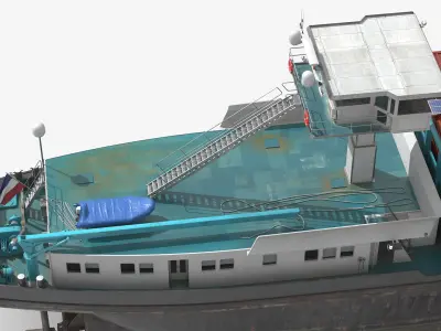  Camaro V River Cargo Barge With Load Dutch Flag Gray Rigged for Maya 