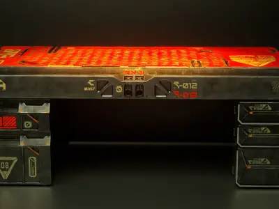 Scifi Cyberpunk Desk PBR Game Asset Low-poly 3D model