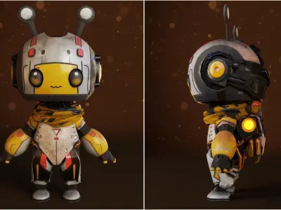 Cute Robot Low-poly 3D model get