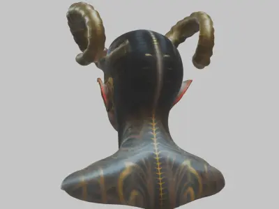 Alien Demon HR Giger Woman Scifi Head Bust  Low-poly 3D model