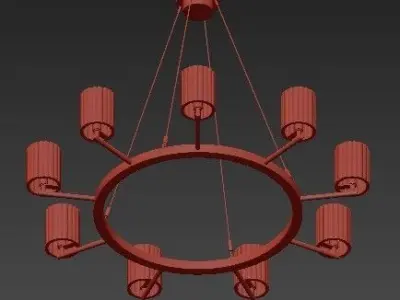 Tom Kirk Flute Chandelier Polished Gold 3D model