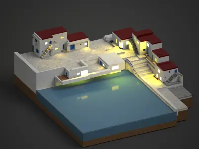 seaside village 3D print model