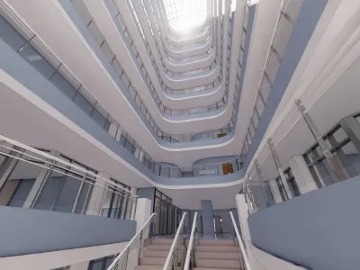 Hotel building in Revit 3D model