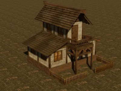Medieval house ten 13 Low-poly 3D model