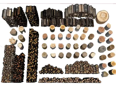Diverse Woodpile Material Collection 3D model
