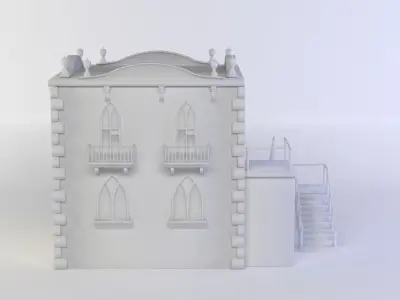 Small white Castle  Low-poly 3D model