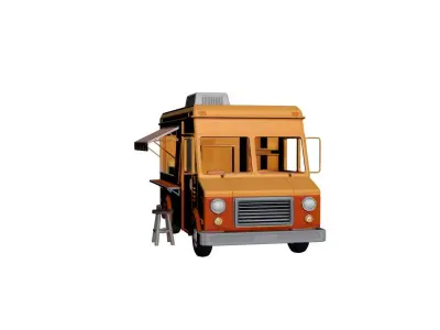 Street Food Truck Mobile Food Service Vehicle 3D model