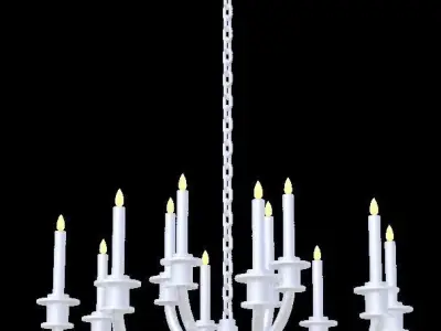 Ceiling hung medieval candle pendant chandelier light fixture  Low-poly 3D model