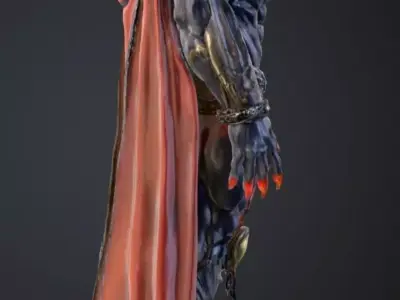 Dark Fire Wizard 3D Model Game Ready Fantasy Character Low-poly 3D model