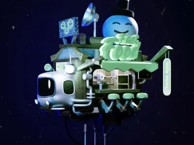 3d cyberpunk truck  Low-poly 3D model