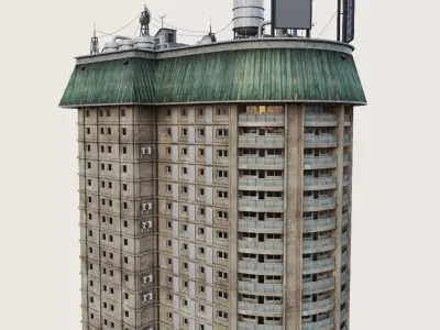 Building Skyscraper City Town Downtown Office Space Work Street Low-poly 3D model 10