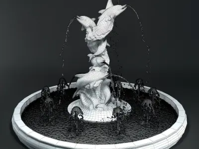 Fountain with dolphins 3D model