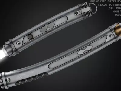 Ahsoka Tano White Lightsaber and Shoto for Cosplay 3D Model Pack