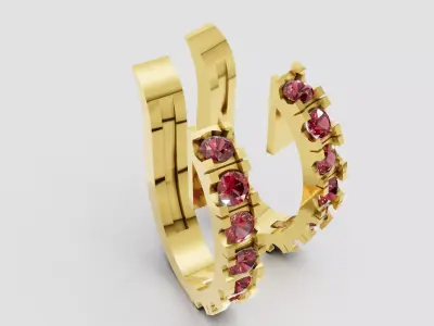 White Gold Hoop  EARRING 3D print model