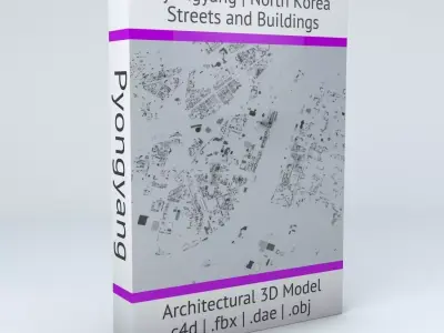 Pyongyang Downtown Area Streets and Buildings 3D model