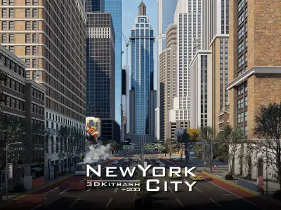NewYork City Buildings and Street Environment 3D Asset Kitbash Low-poly 3D model