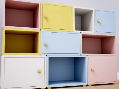 Kids Storage Cabinet 3D Model Low-poly 3D model