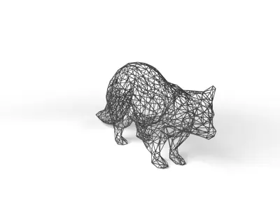Raccoon Wireframe Low-poly 3D model