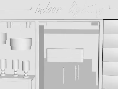 Shop window with indoor lightning 3D model