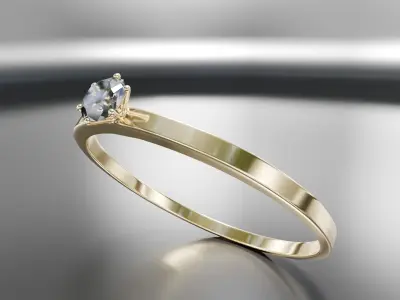 Wedding Engagement Ring with 3 ring design and 3 color variants 3D model