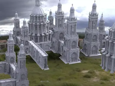 Gothic Cathedral City architecture Kitbash 3D model
