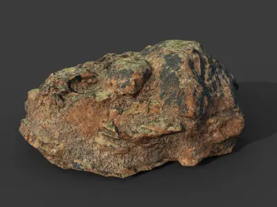 Low poly Brown Moss Rock B 210217 Low-poly 3D model