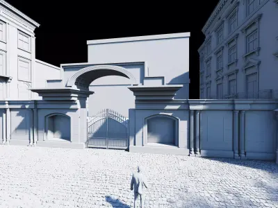 Classic stone facade-Building Classic Facade Element 3D model 3D model