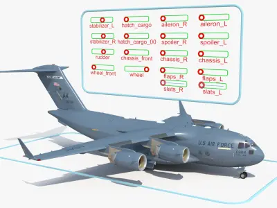  Boeing C17 Globemaster III Transport Aircraft with Oshkosh M ATV Loaded Rigged 