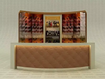 Bar Counter Back Wine Cellar for interior 3D model