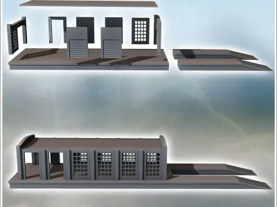 Storage hangar with large glass bay walls and loading docks 6 -  3D print model