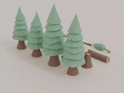 Stylized Low-Poly Tree Pack 14 Game-Ready Assets Low-poly 3D model