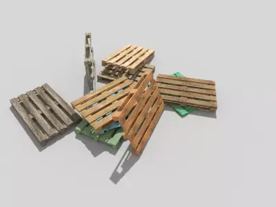 wooden pallets collection 1 Low-poly 3D model