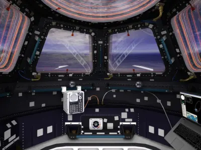 ISS Cupola module interior and exterior Low-poly 3D model