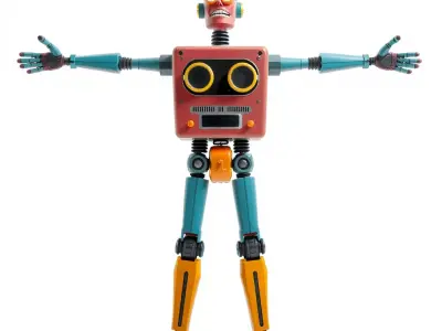 Retro Toy Robot model pack Low-poly 3D model