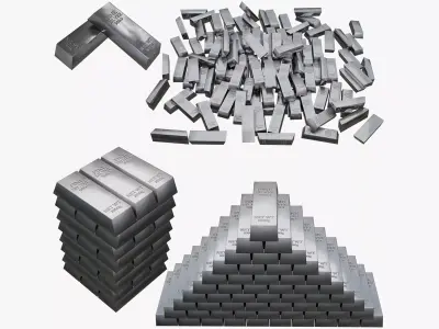 Silver Bar Low-poly 3D model