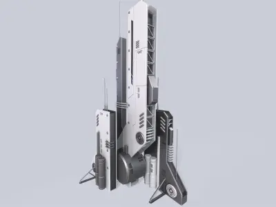 Futuristic building Low-poly 3D model 4