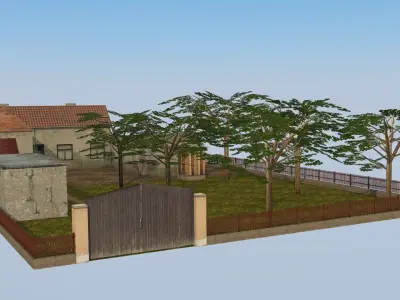 Rural household Low-poly 3D model