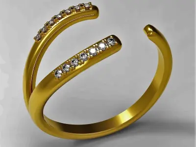 Set of two rings V shape 3D print model