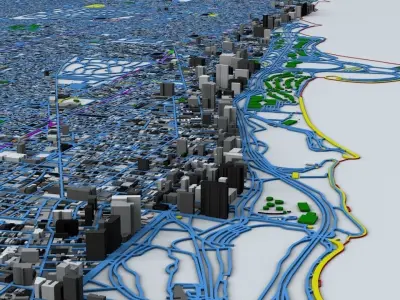 Chicago Streets Buildings Transport Sport Airports Ultimate 3D model