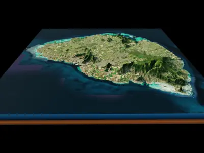 Mauritius island full 3d model terrain 3D model