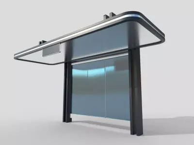 Bus Shelter 09 Low-poly 3D model