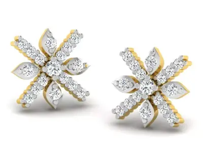 Gold Diamond Women Earring 3D print Model 3D print model 30