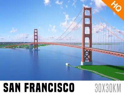 San Francisco City And Surroundings Low Poly 3d model Map Low-poly 3D model