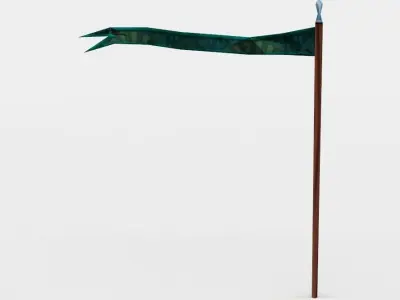 Green flag Low-poly 3D model