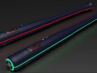 Sci-fi  Punk Bat melee weapon Low-poly 3D model