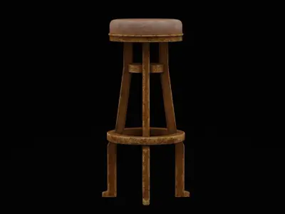 Wooden Stool  Low-poly 3D model